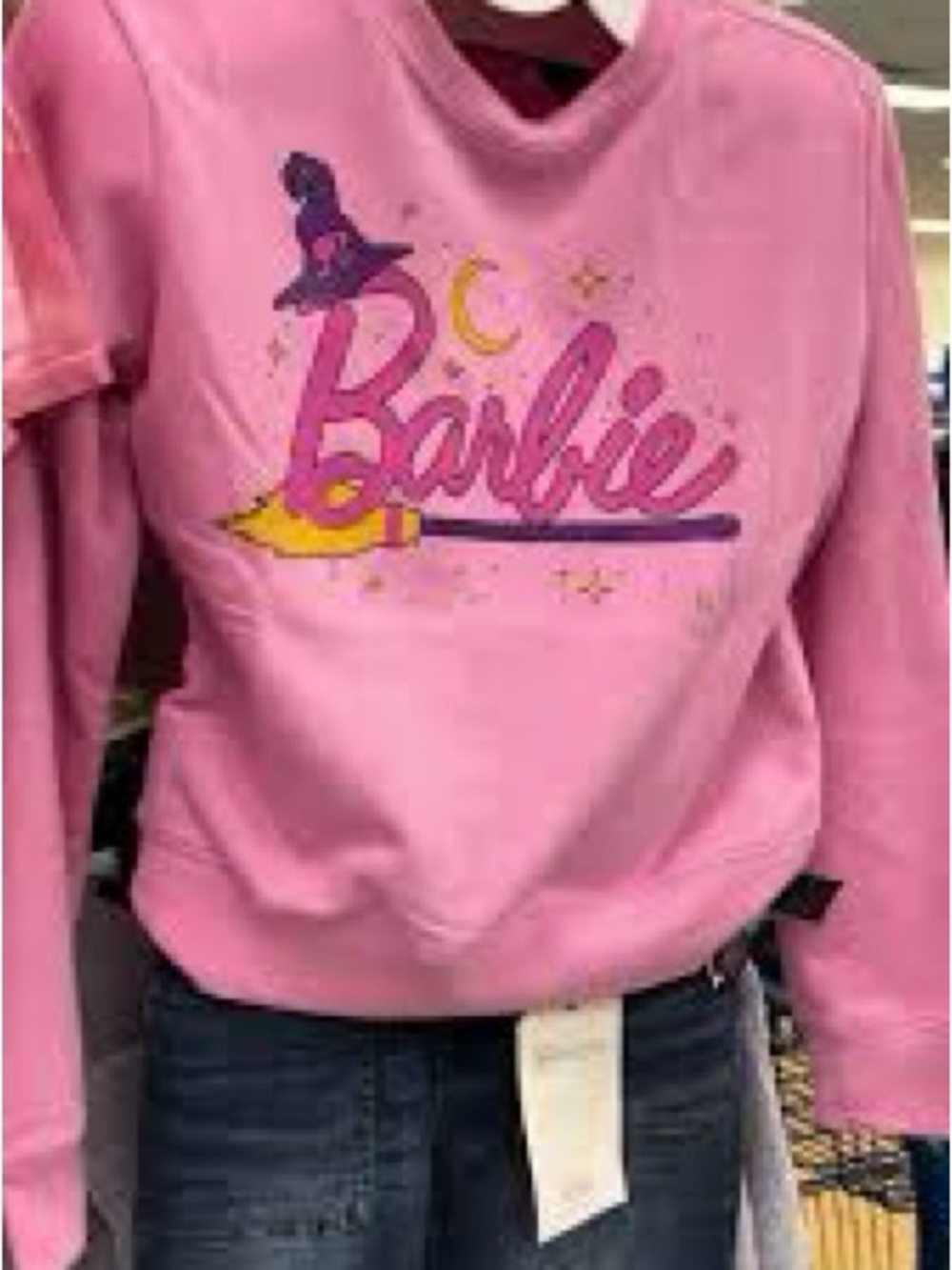 Barbie Halloween Witch Pink Graphic Crewneck Sweatshirt- NWT - Picture 15 of 15